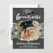 ホワイトレエレガントース2写真の卒業発表 ポストカード (正面/裏面)