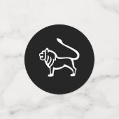 ホワイトレオライオンアストロロジー〔占星術の〕十二宮図サインオンブラック コンフェッティ (スモール正面)