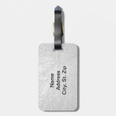 ホワイトレザフェイクー、金ゴールドパリアクセント付き ラゲッジタグ (裏面縦)