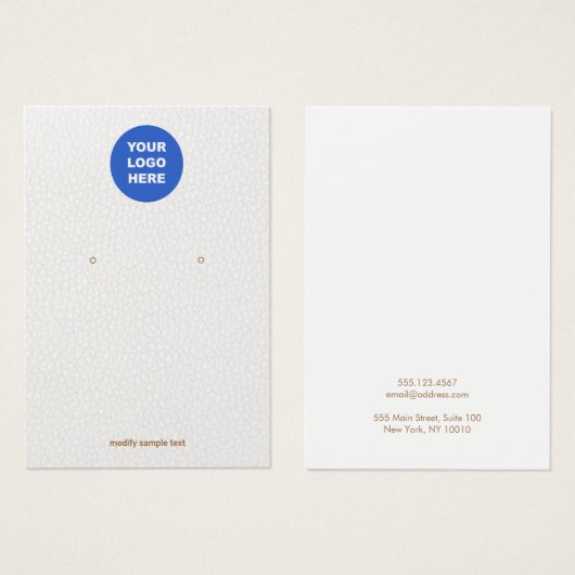 ホワイトレザーあなたのロゴのイヤリング表示カードを追加 (正面&裏面)