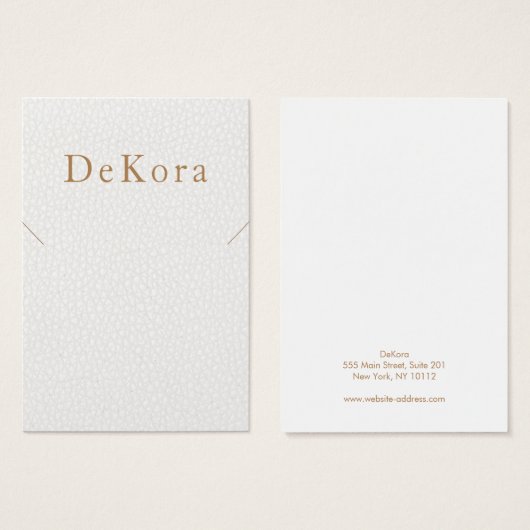 ホワイトレザーネックレスディスプレイカード (正面&裏面)