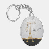 ホワイトレザーフェイクと金ゴールドパリアクセント キーホルダー (正面左)