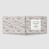 ホワイトレザーフェイクバラフローラ結婚ズ ゲストブック (全面)