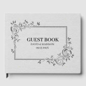 ホワイトレザーフェイクブラックフレーム ゲストブック (正面)