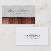 ホワイトレザー素朴ウッドおよびエレガント文字 名刺 (正面/裏面)