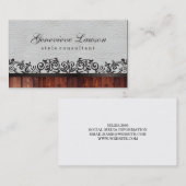 ホワイトレザー素朴ウッドおよびエレガント文字 名刺 (正面/裏面)