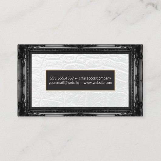 ホワイトレザー |アンティークブラック縁ど 名刺 (裏面)