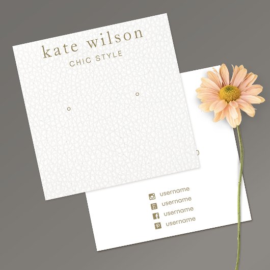 ホワイトレザー(イメージ)スタッドイヤリングディスプレイカード