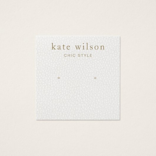 ホワイトレザー（イメージ）スタッドイヤリングディスプレイカード (正面)