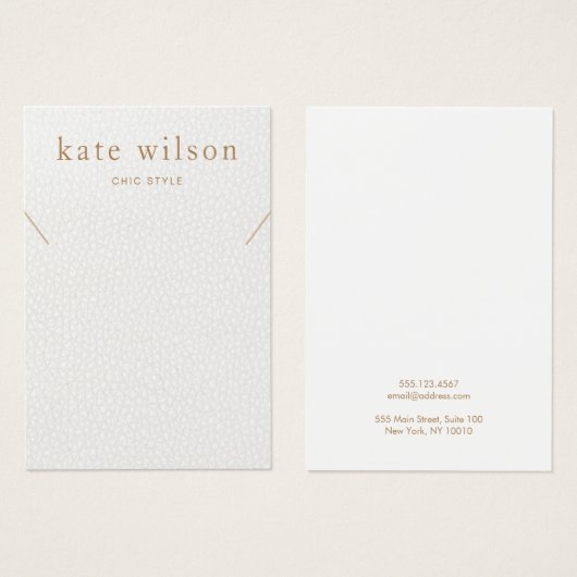 ホワイトレザー（イメージ）ネックレスディスプレイカード (正面&裏面)