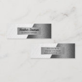 ホワイトレザー |シルバーグリッターデザインブロック スキニー名刺 (正面/裏面)