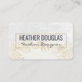 ホワイトレザー | 金ゴールド離れイラストレーション 名刺 (正面)