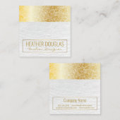 ホワイトレザー | 高級金ゴールドテクスチャ スクエア名刺 (正面/裏面)