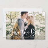 ホワイトレタリングフォトセーブ・ザ・デート案内 招待状 (正面)