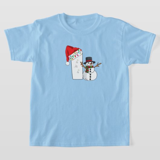 ホワイトレターIのクリスマスギフト Tシャツ (レイダウン)