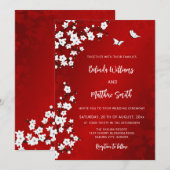 ホワイトレッドさくらんぼブロッサム | 結婚s 招待状 (正面/裏面)