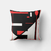 ホワイトレッドアート棒つきキャンデーブラックジオメトリックシェイプ クッション (裏面)