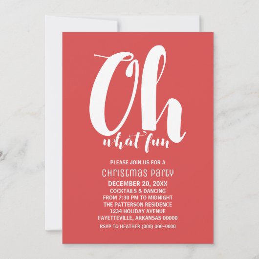 ホワイトレッドオーwhatおもしろいホリデーパーティー招待状 招待状 (正面)