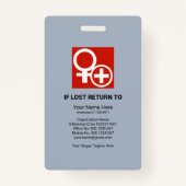 ホワイトレッドカラムブロック写真テンプレート医療 バッジ (裏面)