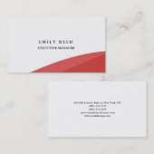 ホワイトレッドカーブモダンプロフェッショナルミニマリスト 名刺 (正面/裏面)