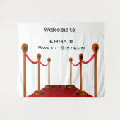 ホワイトレッドカーペットハリウッドスウィート16誕生日 タペストリー (正面(横))