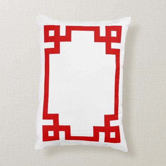 ホワイトレッドギリシャ鍵つる植物モノグラムDIY BG アクセントクッション (裏面(縦))