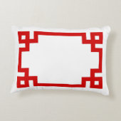 ホワイトレッドギリシャ鍵つる植物モノグラムDIY BG アクセントクッション (裏面)