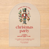 ホワイトレッドクリスマスくるみ割りクリスマスクリスマスパーティー アクリル招待状 (正面)