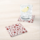 ホワイトレッドクリスマスコースター スクエアペーパーコースター (インサイチュ)