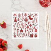 ホワイトレッドクリスマスナプキン スタンダードカクテルナプキン (インサイチュ)