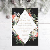 ホワイトレッドグリーンホリデークリスマスブライダルシャワー 招待状