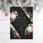 ホワイトレッドグリーンホリデークリスマスブライダルシャワー 招待状