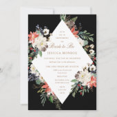 ホワイトレッドグリーンホリデークリスマスブライダルシャワー 招待状 (正面)