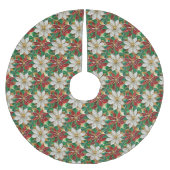 ホワイトレッドグリーン金ゴールドポインセチア ブラッシュドポリエステルツリースカート (正面)