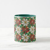 ホワイトレッドグリーン金ゴールドポインセチア マグカップ (中央)