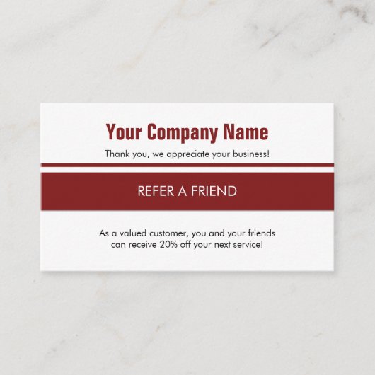 ホワイトレッドシンプル縁ど 紹介カード (正面)