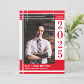 ホワイトレッドスクールカラー卒業写真プライド 招待状 (スタンド正面)