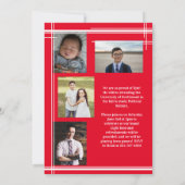 ホワイトレッドスクールカラー卒業写真プライド 招待状 (裏面)