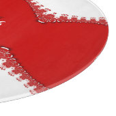 ホワイトレッドスタイリッシュレースパーソナライズホームデコ カッティングボード (角)