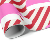 ホワイトレッドストライプのクリスマスピンクサンタハット ラッピングペーパー (ロールコーナー)