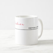 ホワイトレッドトレンディー手書き入力プレーンクリエイティブ モダン コーヒーマグカップ (正面右)