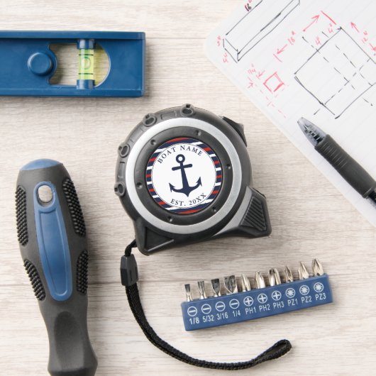 ホワイトレッドネイビーブルーストライプいかり航海の メジャー (ワークショップ)