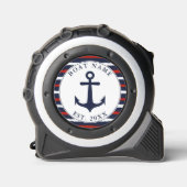 ホワイトレッドネイビーブルーストライプいかり航海の メジャー (正面)