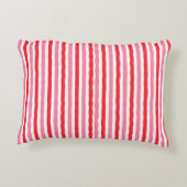 ホワイトレッドピンクの夏のストライプ アクセントクッション (裏面)