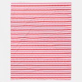 ホワイトレッドピンクの夏のストライプ フリースブランケット (正面)