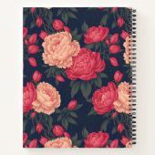 ホワイトレッドピーニーパステルパタカラフルーン ノートブック (裏面)