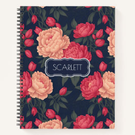 ホワイトレッドピーニーパステルパタカラフルーン ノートブック