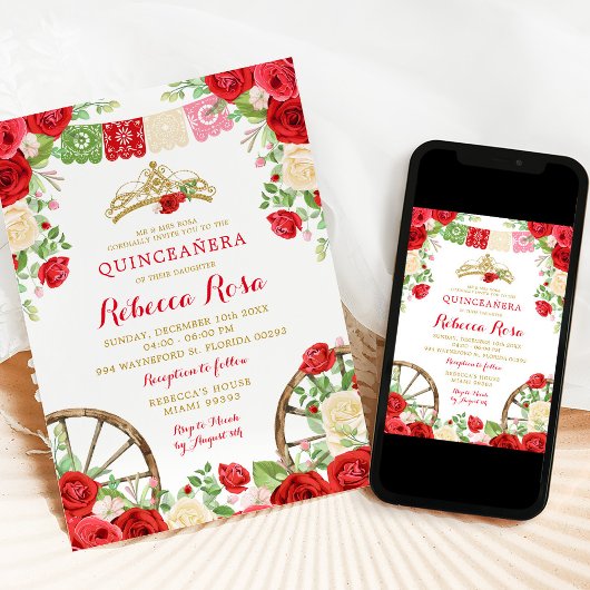 ホワイトレッドフラワーズフィカラフルエスタキンセアニラ 招待状