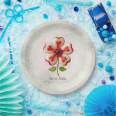 ホワイトレッドフラワー紙プレート ペーパープレート (パーティー)