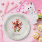 ホワイトレッドフラワー紙プレート ペーパープレート (パーティー)